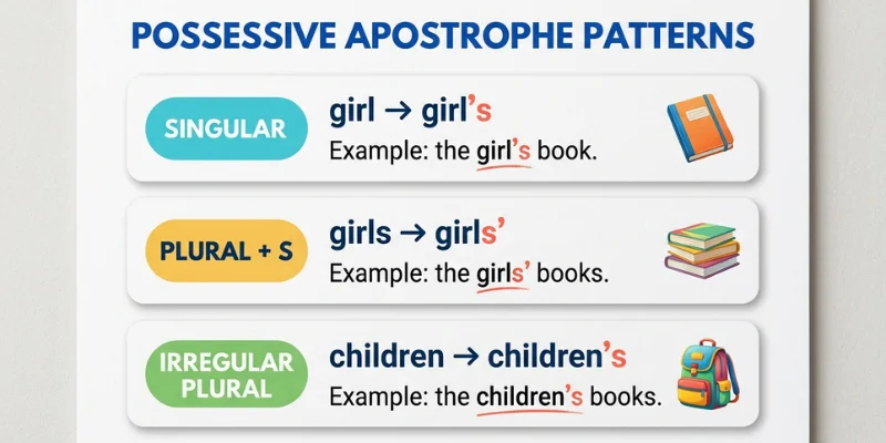 Apostrophe possession rules for singular and plural nouns