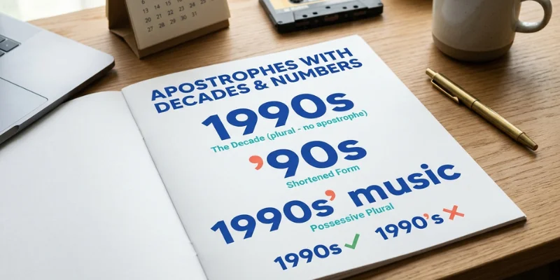 Apostrophes after S with numbers and decades such as 1990s and ’90s