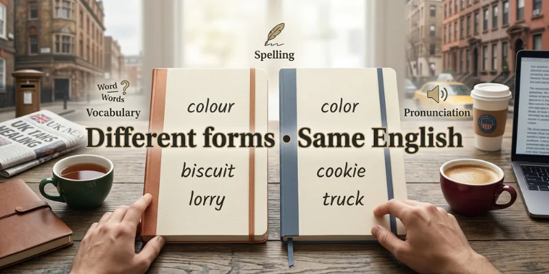 British English vs American English differences in spelling, vocabulary, and pronunciation