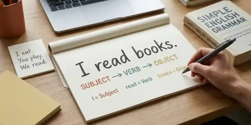 Features Of The English Language Explained: Learn Faster And Smarter English language grammar and sentence structure showing Subject Verb Object examples