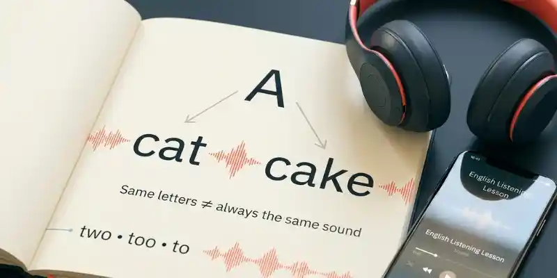 Features Of The English Language Explained: Learn Faster And Smarter English pronunciation showing different sounds of letters and similar-sounding words