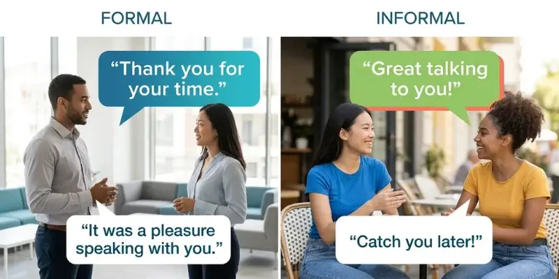 Formal and informal English phrases for ending a conversation