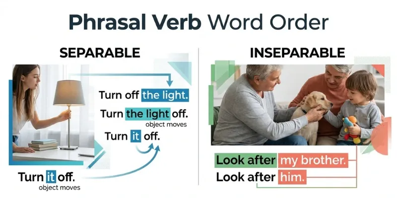 Most Common Phrasal Verbs In English: 100 Common Examples And Meanings Separable and inseparable phrasal verbs with word order examples